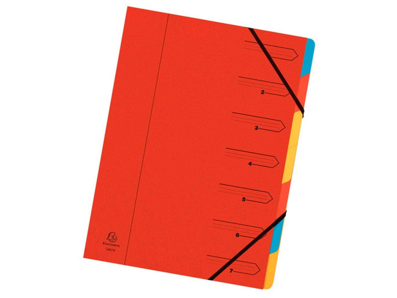 EXACOMPTA Trieur, A4, carton, 7 compartiments, rouge