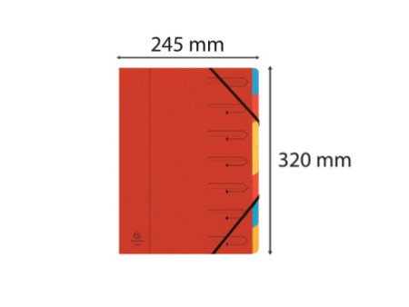 EXACOMPTA Trieur, A4, carton, 7 compartiments, rouge