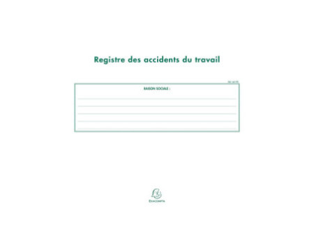 EXACOMPTA Registre des accidents du travail