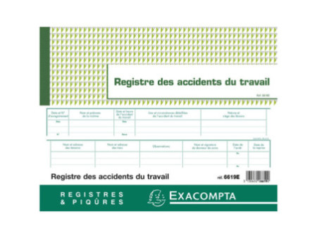 EXACOMPTA Registre des accidents du travail