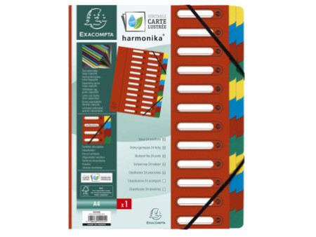 EXACOMPTA Trieur Harmonika, A4, 24 compartiments, rouge