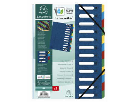 EXACOMPTA Trieur Harmonika, A4, 12 compartiments, bleu
