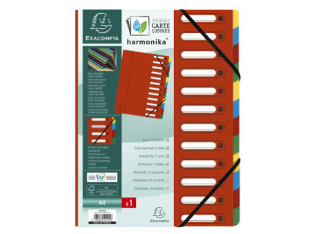 EXACOMPTA Trieur Harmonika, A4, 12 compartiments, rouge