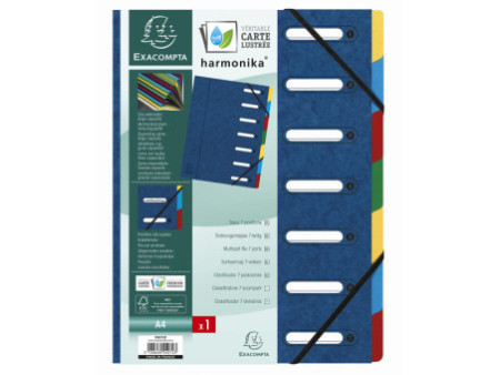 EXACOMPTA Trieur Harmonika, A4, 7 compartiments, bleu