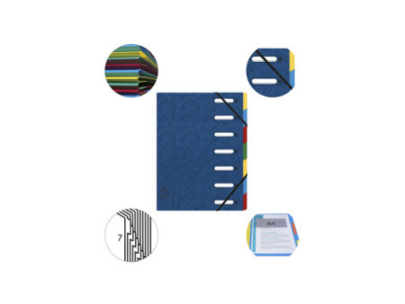 EXACOMPTA Trieur Harmonika, A4, 7 compartiments, bleu