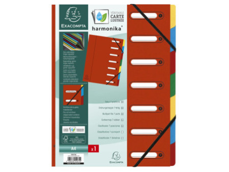 EXACOMPTA Trieur Harmonika, A4, 7 compartiments, rouge