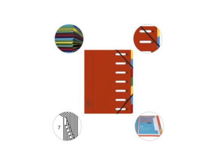 EXACOMPTA Trieur Harmonika, A4, 7 compartiments, rouge