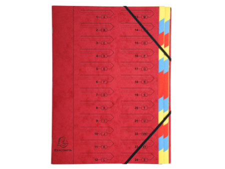 EXACOMPTA Trieur, A4, carton, 24 compartiments, rouge