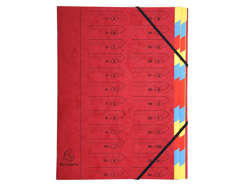 EXACOMPTA Trieur, A4, carton, 24 compartiments, rouge