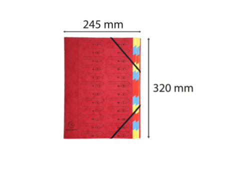 EXACOMPTA Trieur, A4, carton, 24 compartiments, rouge