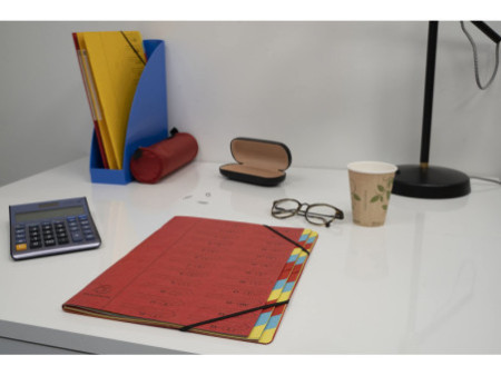 EXACOMPTA Trieur, A4, carton, 24 compartiments, rouge