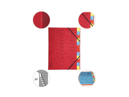 EXACOMPTA Trieur, A4, carton, 24 compartiments, rouge
