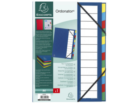 EXACOMPTA Trieur Harmonika, PP, 12 compartiments, bleu