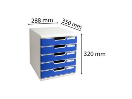 EXACOMPTA Module de classement MODULO A4, 5 tiroirs, bleu