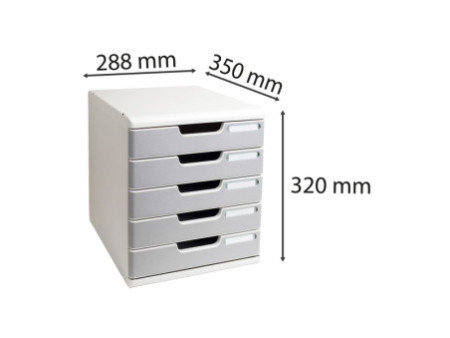 EXACOMPTA Module de classement MODULO A4, 5 tiroirs, gris