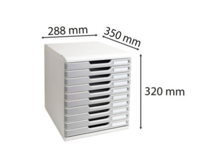 EXACOMPTA Module de classement MODULO A4, 10 tiroirs, gris