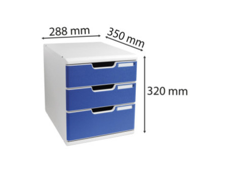 EXACOMPTA Module de classement MODULO A4, 3 tiroirs, bleu