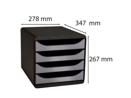 EXACOMPTA Module de classement BIG-BOX, 4 tiroirs, argent