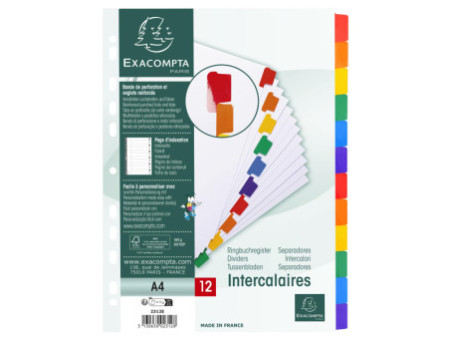 EXACOMPTA Intercalaires en carton, A4, 12 touches