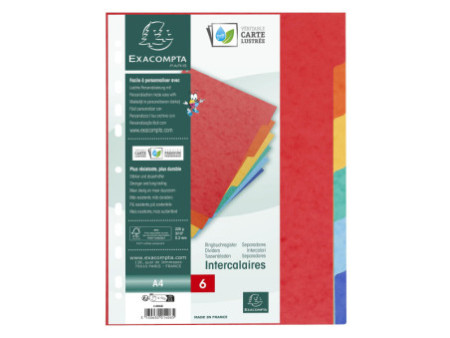 EXACOMPTA Intercalaires en carton, A4, 6 touches
