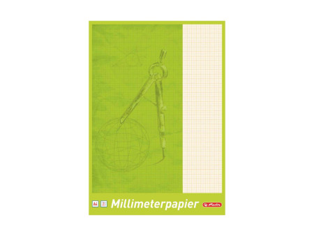 herlitz Bloc de papier millimétré A4, 80 g/m2, 25 feuilles