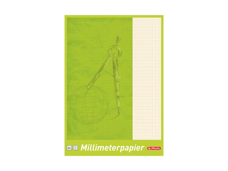 herlitz Bloc de papier millimétré A4, 80 g/m2, 25 feuilles