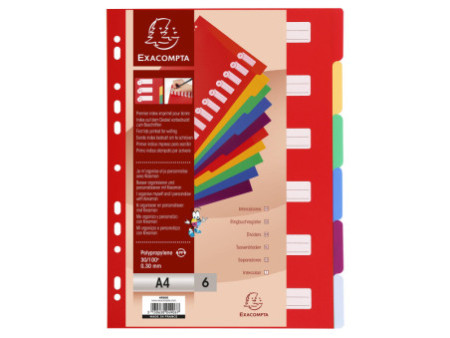 EXACOMPTA Intercalaires en plastique, uni, A4, 6 touches