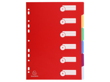 EXACOMPTA Intercalaires en plastique, uni, A4, 6 touches