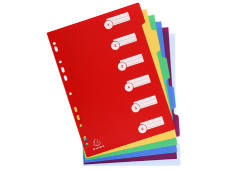 EXACOMPTA Intercalaires en plastique, uni, A4, 6 touches