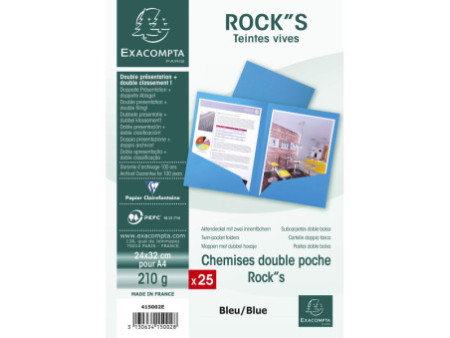 EXACOMPTA Chemises double poche ROCK'S, A4, bleu