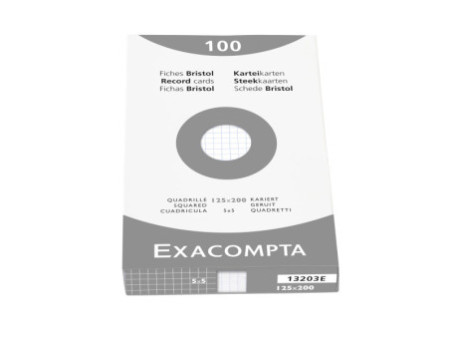 EXACOMPTA Fiches bristol, 125 x 200 mm, quadrillé, blanc