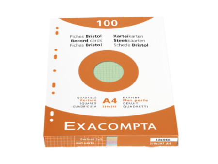 EXACOMPTA Fiches bristol, A4, quadrillé, assorti