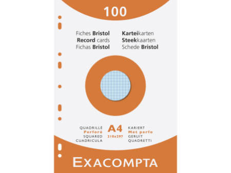 EXACOMPTA Fiches bristol, A4, quadrillé, assorti