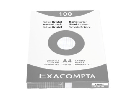 EXACOMPTA Fiches bristol, A4, quadrillé, blanc