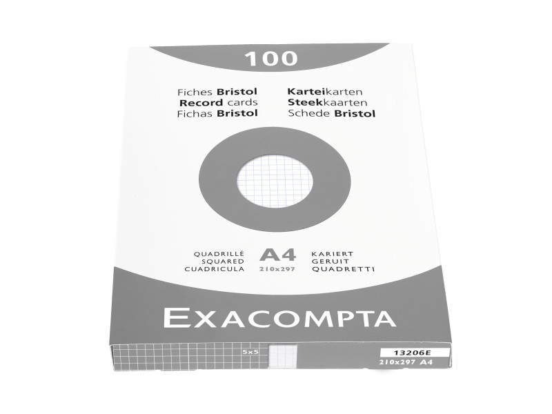 EXACOMPTA Fiches bristol, A4, quadrillé, blanc