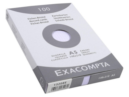 EXACOMPTA Fiches bristol, A5, quadrillé, blanc