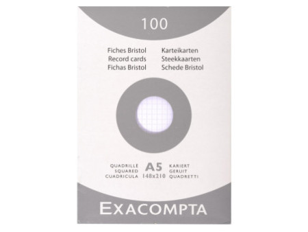 EXACOMPTA Fiches bristol, A5, quadrillé, blanc