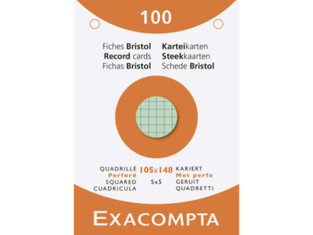 EXACOMPTA Fiches bristol, A6, quadrillé, assorti