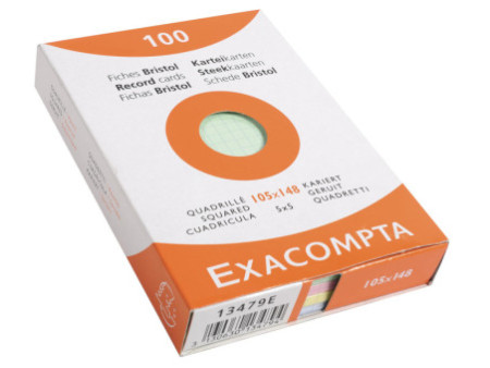 EXACOMPTA Fiches bristol, A6, quadrillé, assorti