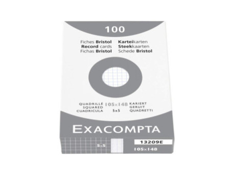EXACOMPTA Fiches bristol, A6, quadrillé, blanc