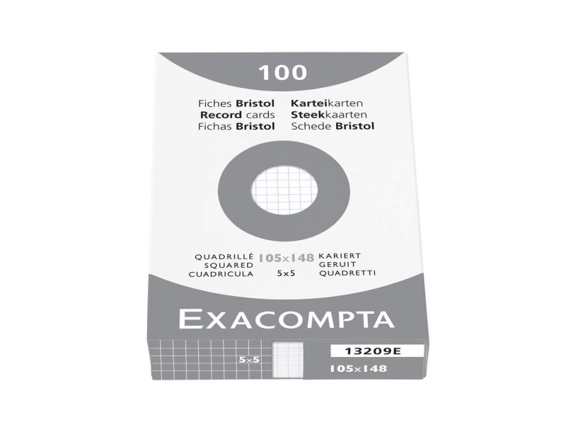 EXACOMPTA Fiches bristol, A6, quadrillé, blanc