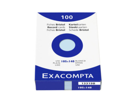 EXACOMPTA Fiches bristol, A6, uni, bleu azur