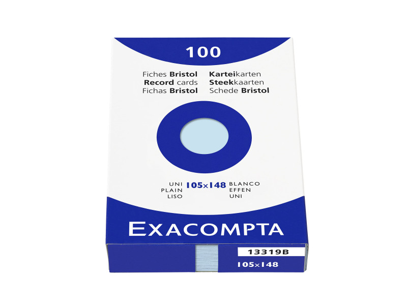 EXACOMPTA Fiches bristol, A6, uni, bleu azur