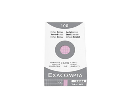 EXACOMPTA Fiches bristol, A7, quadrillé, rose