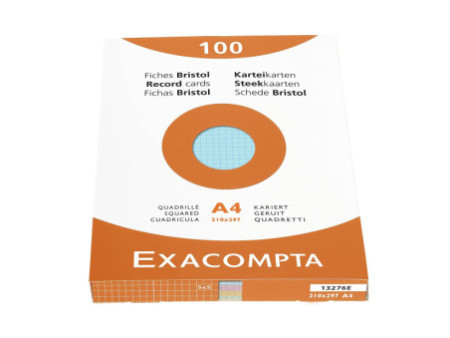 EXACOMPTA Fiches bristol, A4, quadrillé, assorti