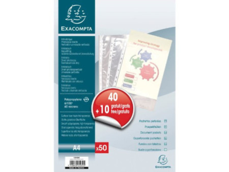 EXACOMPTA Pochette perforée, pack promo 40+10 GRATUITS, A4,