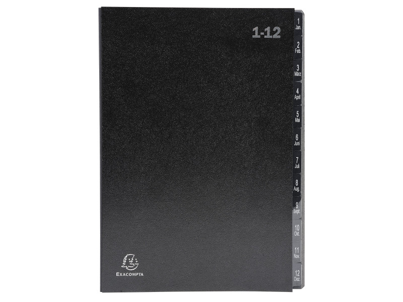 EXACOMPTA Trieur numérique, A4, 1-12, 12 compartiments, noir