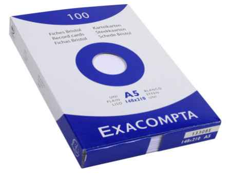 EXACOMPTA Fiches bristol, A5, uni, blanc