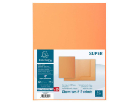EXACOMPTA Chemises SUPER 250, A4, avec 2 rabats, orange