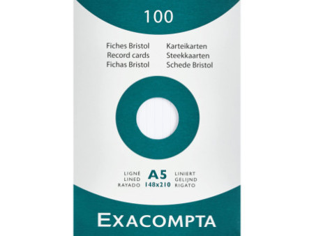 EXACOMPTA Fiches bristol, A5, ligné, blanc